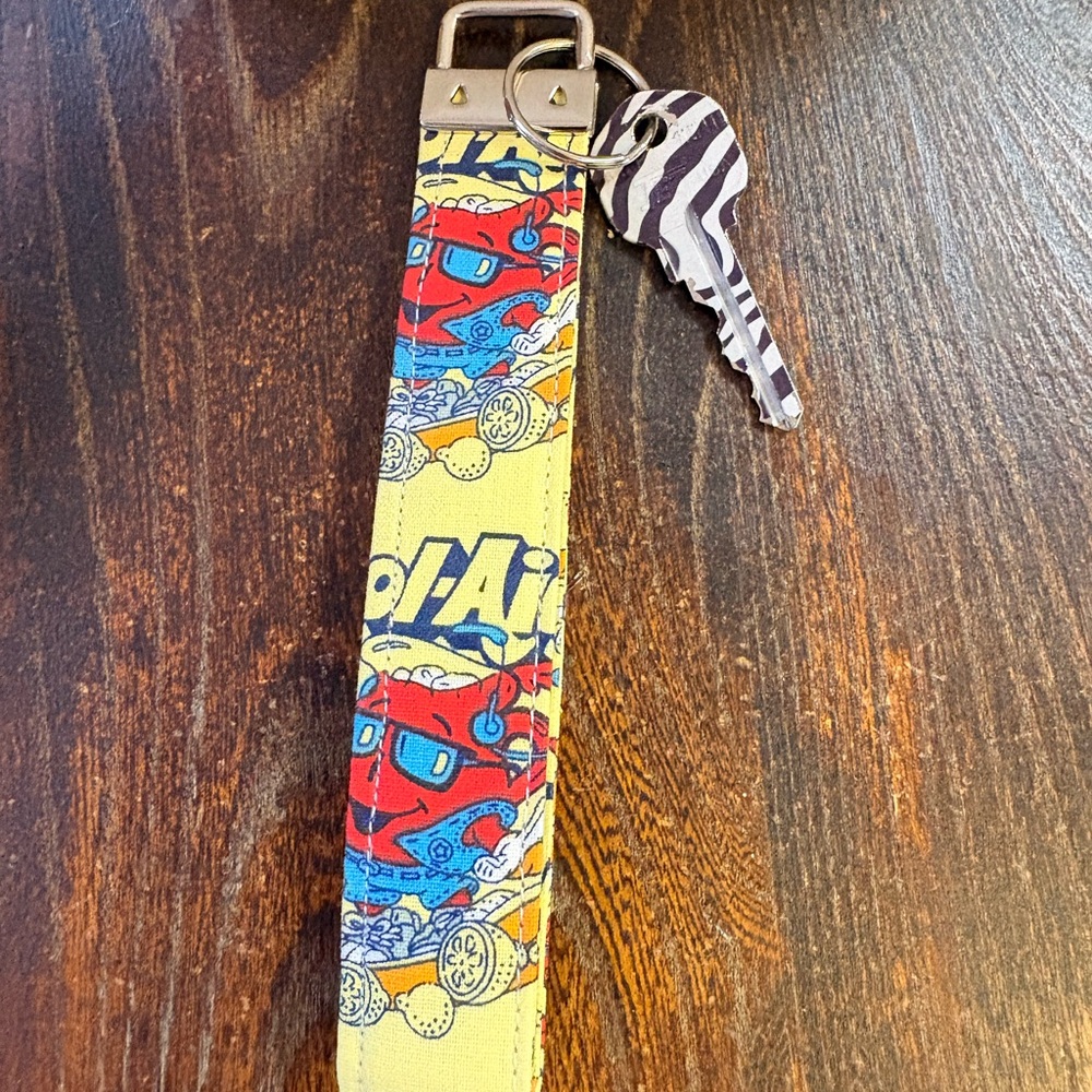 Kool-Aid Themed Handmade Fabric KeyFob/Key chain /Gifts/Yellow -Red -Blue Office